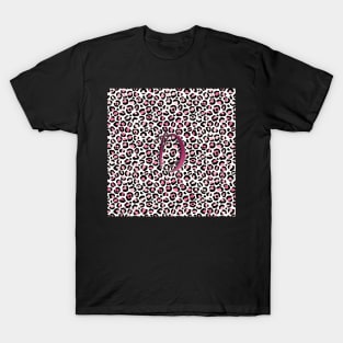 Letter D Monogram & Pink Leopard Print T-Shirt